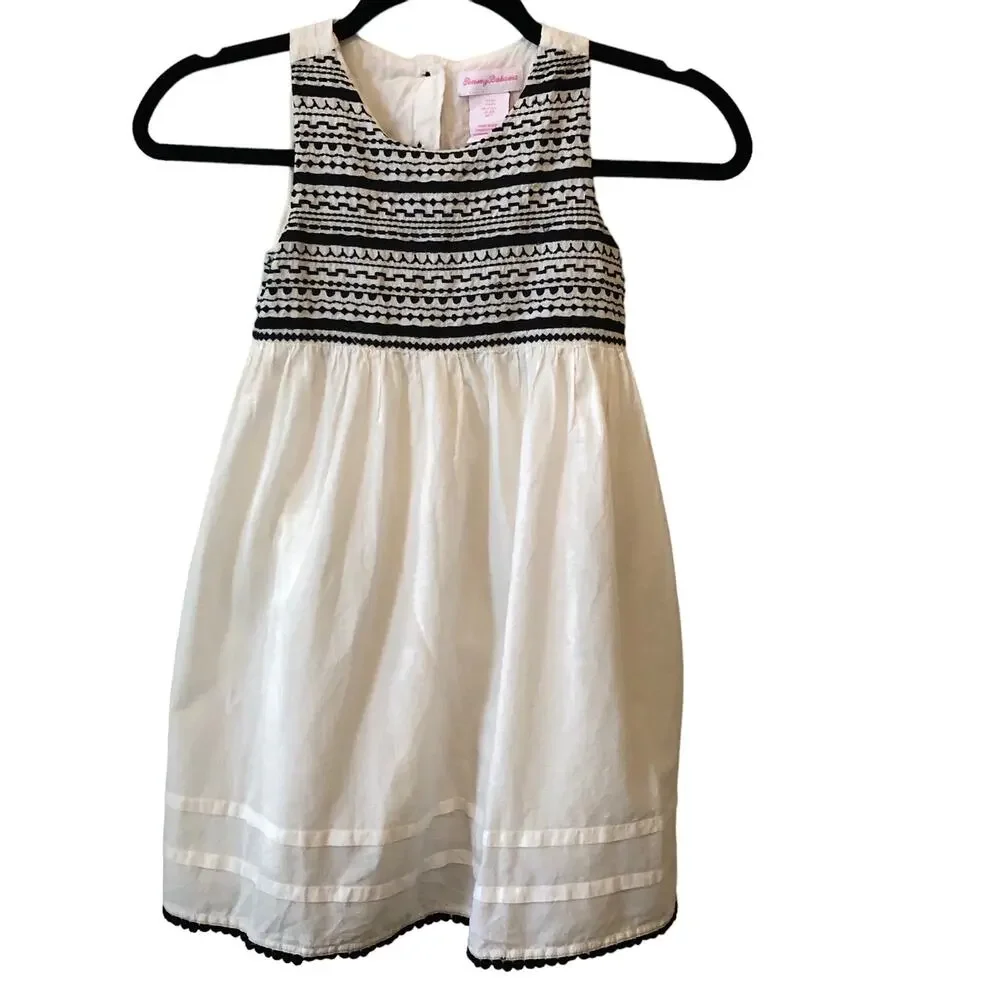 Tommy Bahama Girl White & Black Sleeveless Dress Size 6x